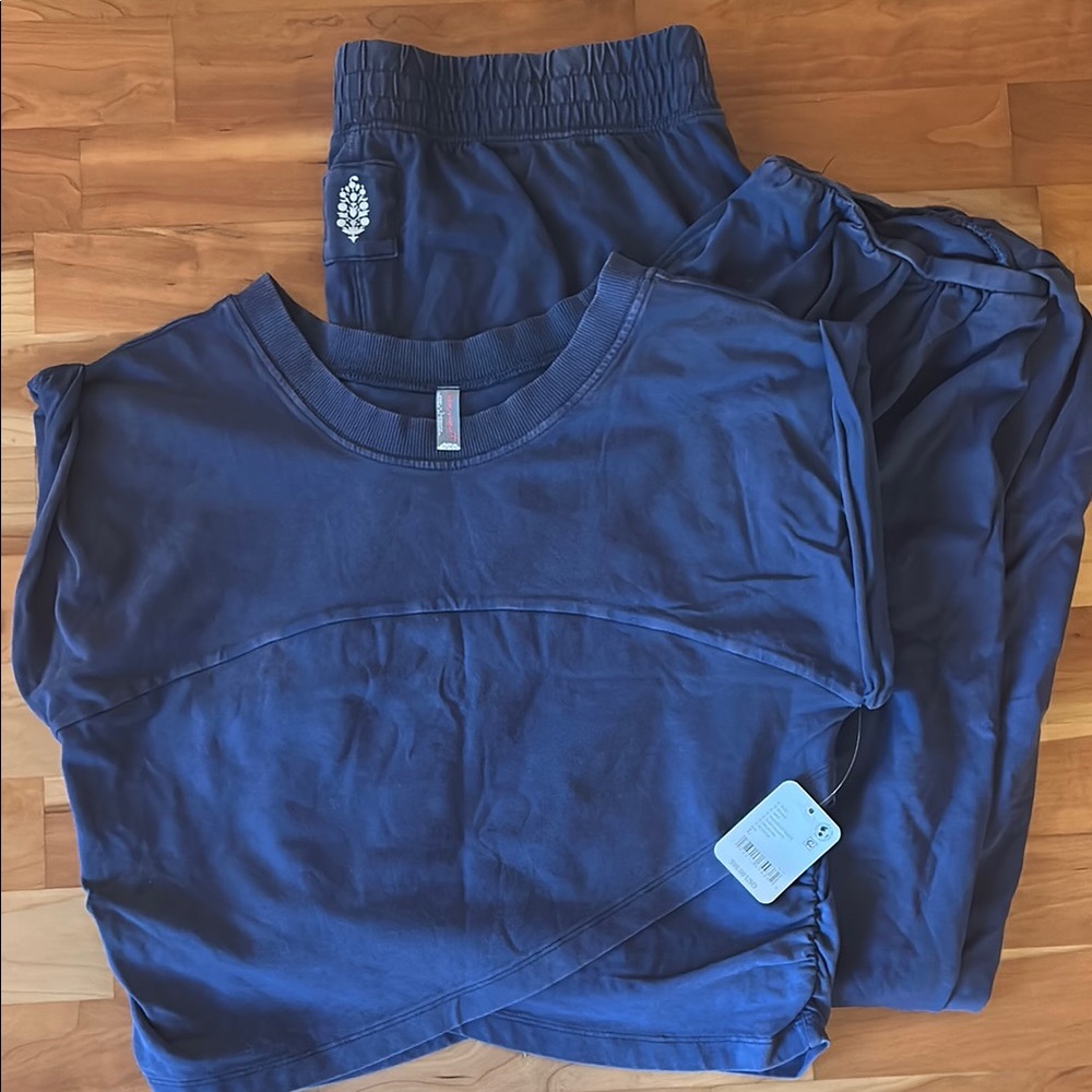 Free People Movement Navy Blue Two-Piece Lounge Set